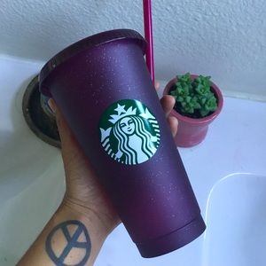 Purple glitter reusable cold cup holiday 2020